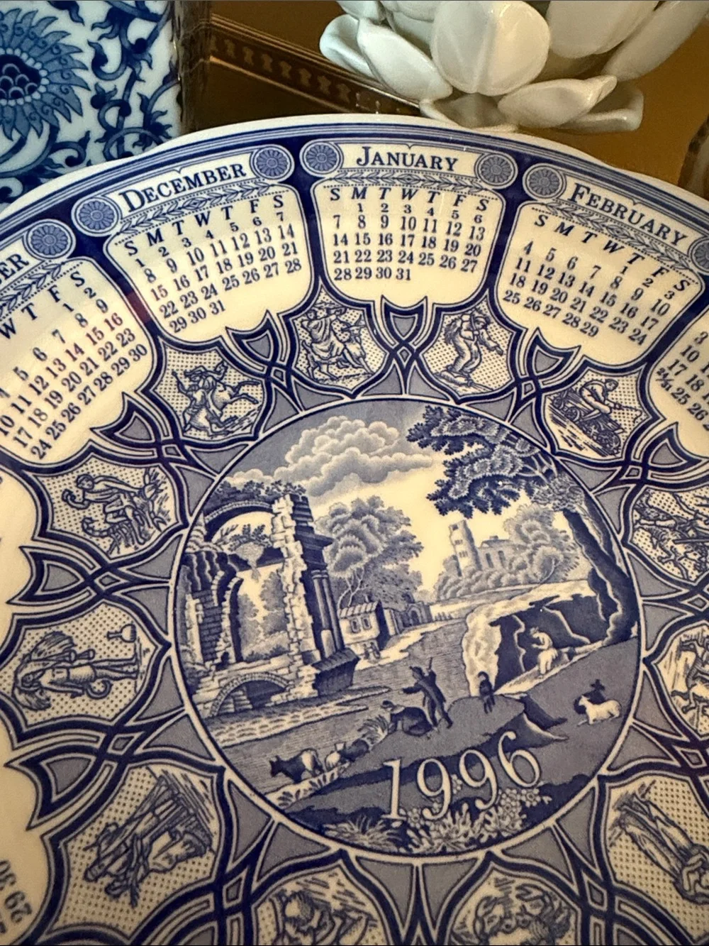 Spode Blue and White Calendar Decorative Plate